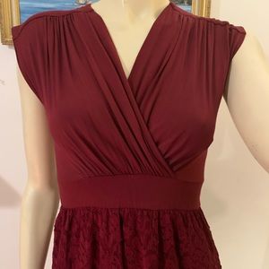 Maroon dress with lace skirt